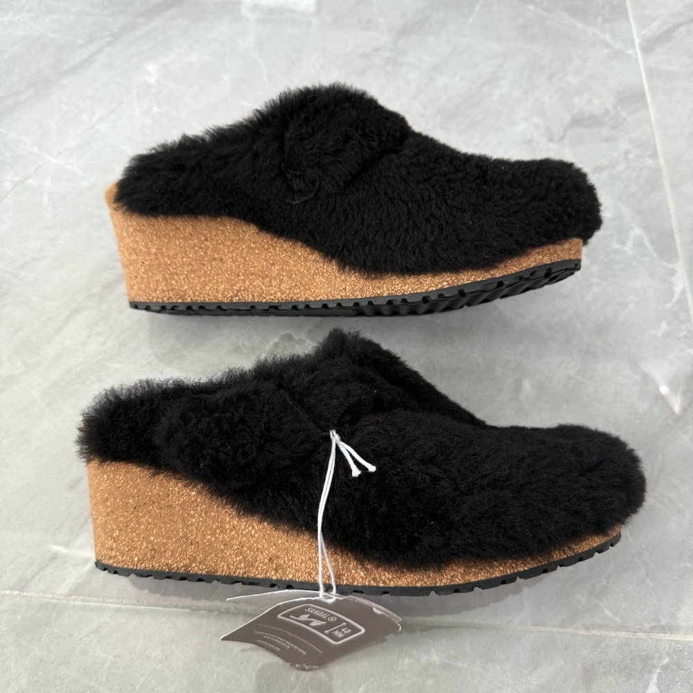 Women’s Birkenstock Papillio Fanny Teddy Shearling Mule Wedge Clog US 9 EU 40 - Picture 5 of 16